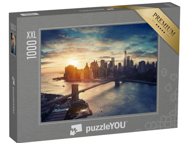 puzzle 1000 dílků XXL „Manhattan při západu slunce, New York, USA“