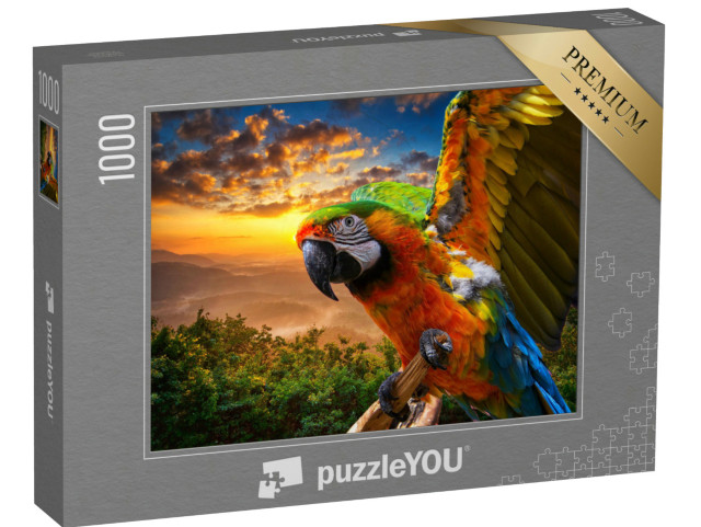 puzzle 1000 dílků „Nádherné barvy přírody, makak při západu slunce“