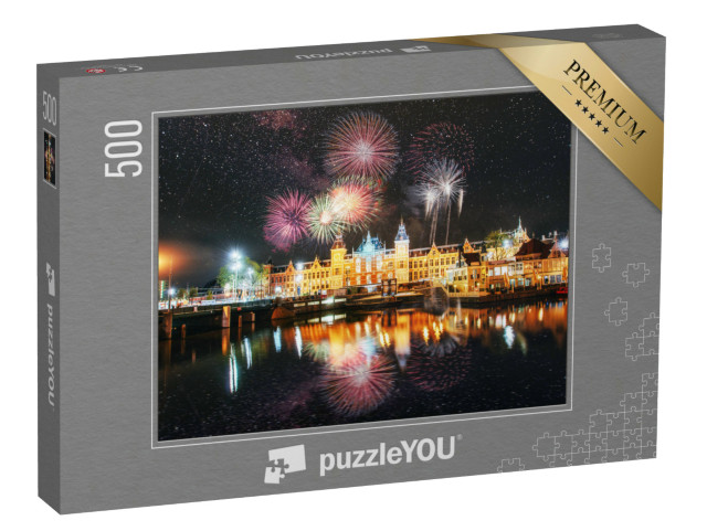 puzzle 500 dílků „Ohňostroj nad Amsterdamem, Holandsko“