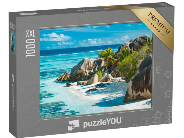 puzzle 1000 dílků XXL „Okouzlující krásná pláž na Seychelách - Anse Source D'Argent“