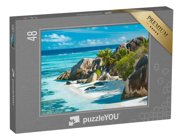 puzzle 48 dílků „Okouzlující krásná pláž na Seychelách - Anse Source D'Argent“