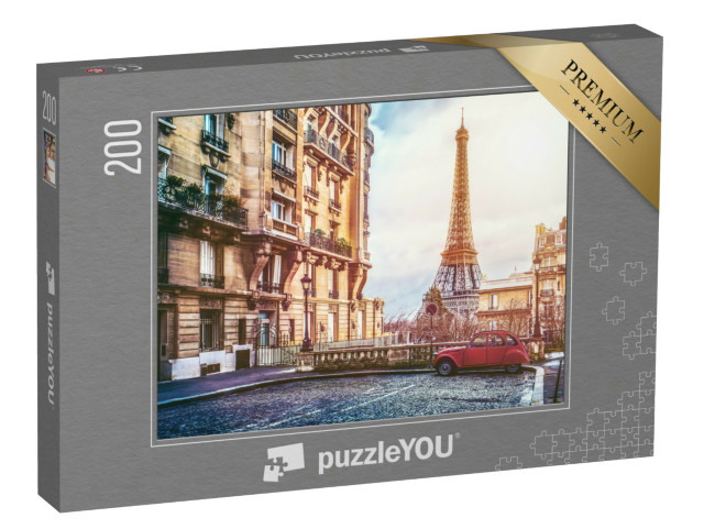 puzzle 200 dílků „Pařížská ulice s výhledem na slavnou Eiffelovu věž, Francie“