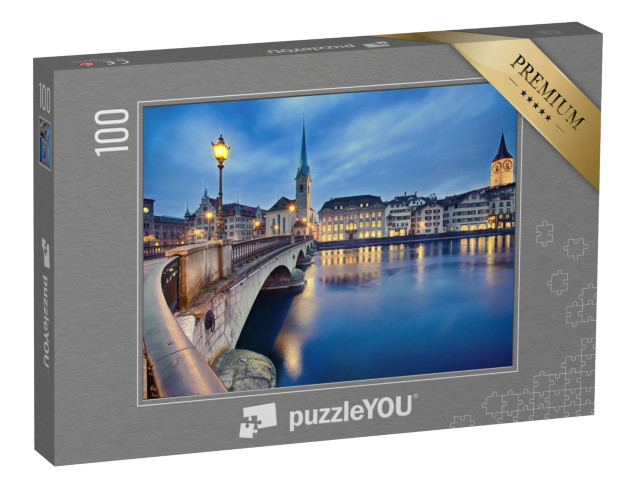 puzzle 100 dílků „Pohled na noční Curych, Švýcarsko“