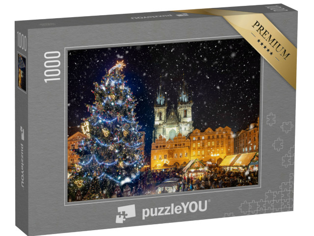 puzzle „Pohled na Staroměstské náměstí s vánočními trhy, Praha, Česká republika“