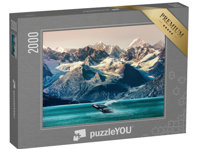 puzzle 2000 dílků „Pozorování velryb, výlet lodí podél pobřeží Aljašky“