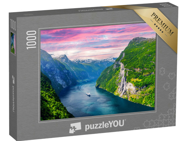 puzzle „Sunnylvsfjord a vodopády Sedmi sester, Norsko“