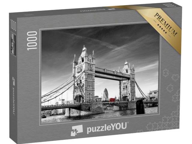 puzzle 1000 dílků „Tower Bridge s Okurkou a autobusem Routmaster, Londýn, Anglie“
