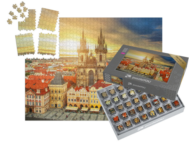 SMART SORTED® | Puzzle 1000 dílků „Týnský chrám, Staroměstské náměstí, Praha, Česká republika“