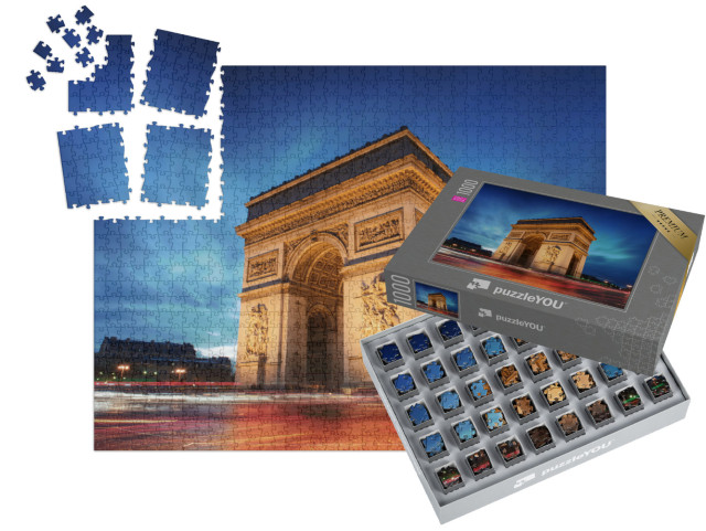 SMART SORTED® | Puzzle 1000 dílků „Vítězný oblouk: Paříž při západu slunce, Francie“