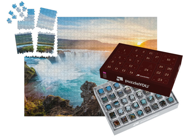 Adventní kalendář „Vodopád Godafoss při západu slunce, Island“