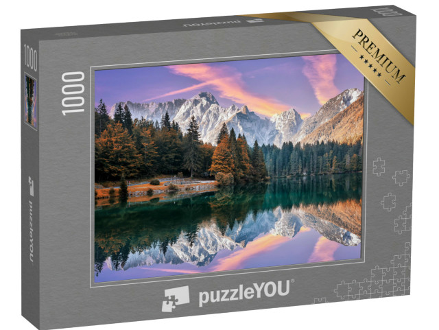 puzzle „Východ slunce na podzim u jezera Fusine, Itálie“