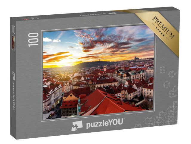puzzle 100 dílků „Východ slunce nad Prahou, Česká republika“