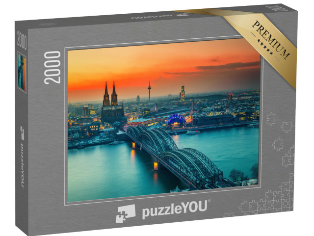puzzle 2000 dílků „Západ slunce nad Kolínem nad Rýnem, Německo“