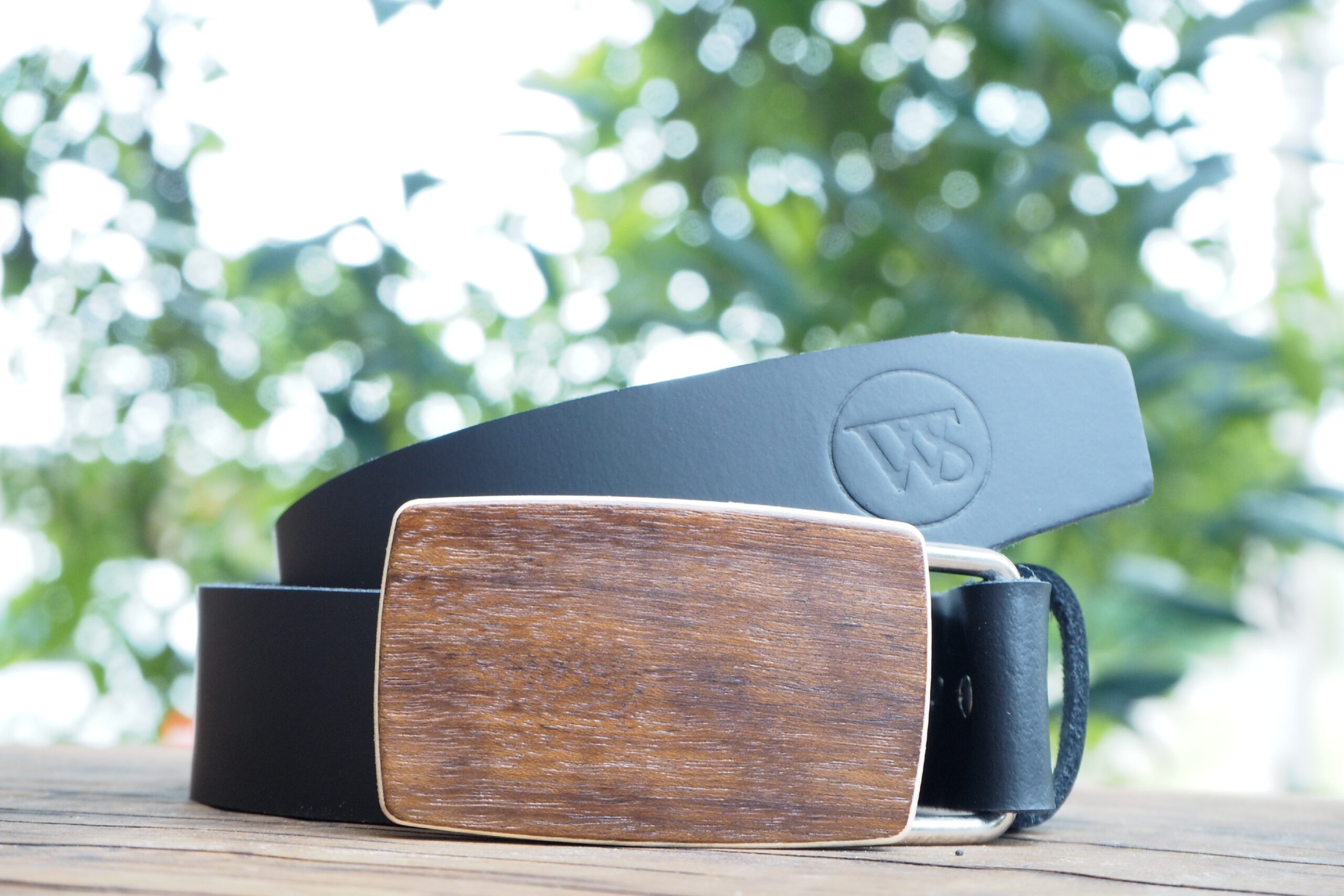 Wood Style Opasek Kulatý Ořech Obvod pasu: 70, Barva kůže: Černá