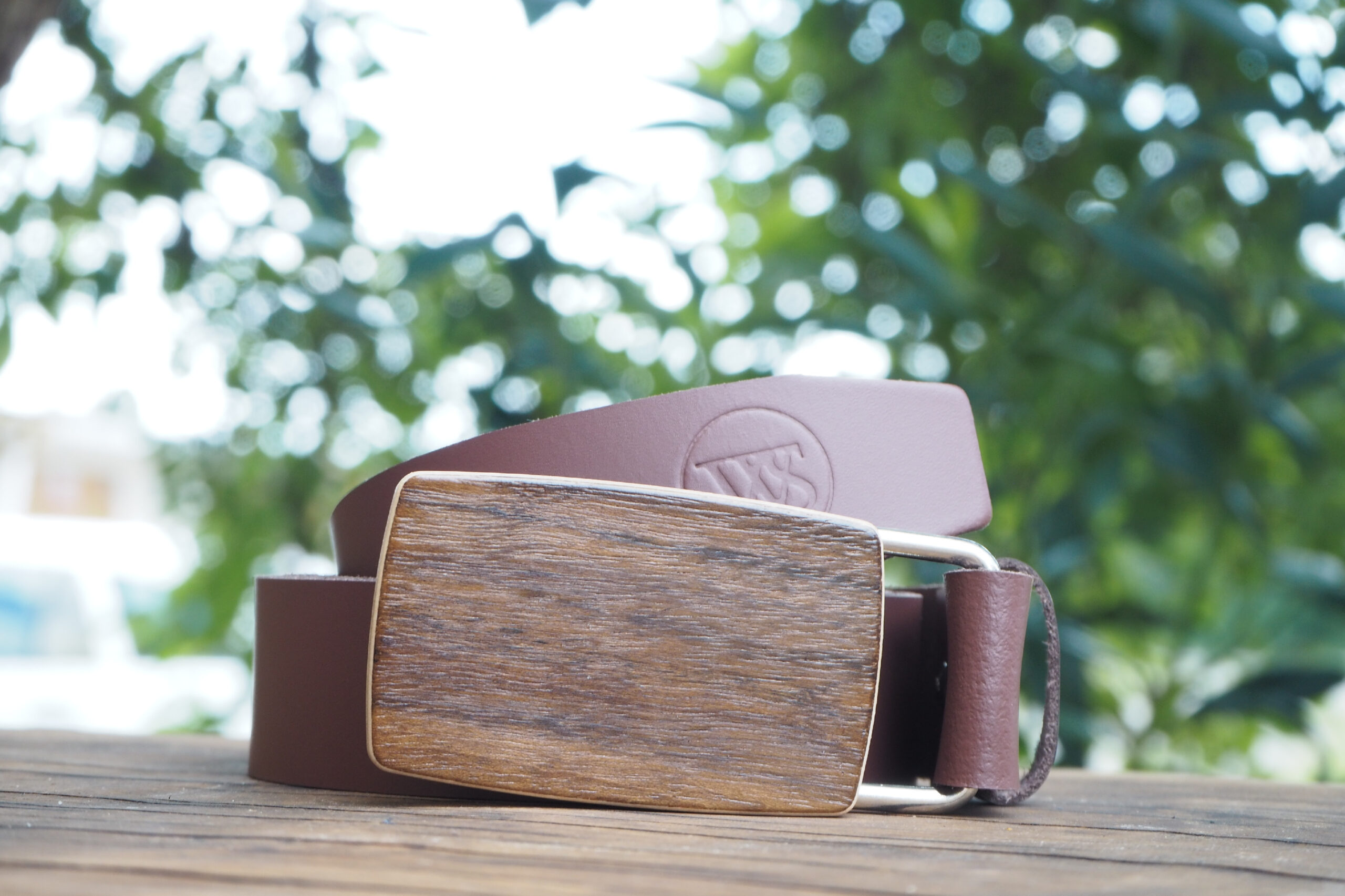Wood Style Opasek Kulatý Ořech Obvod pasu: 100, Barva kůže: Hnědá