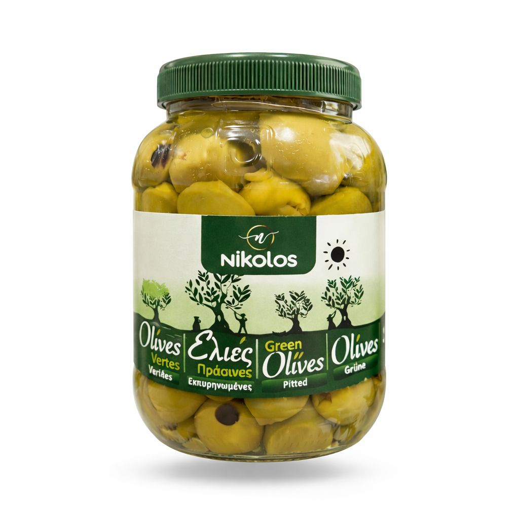 Nikolopoulos Estate Nikolos zelené olivy bez pecky (Pitted) Mamouth 1kg