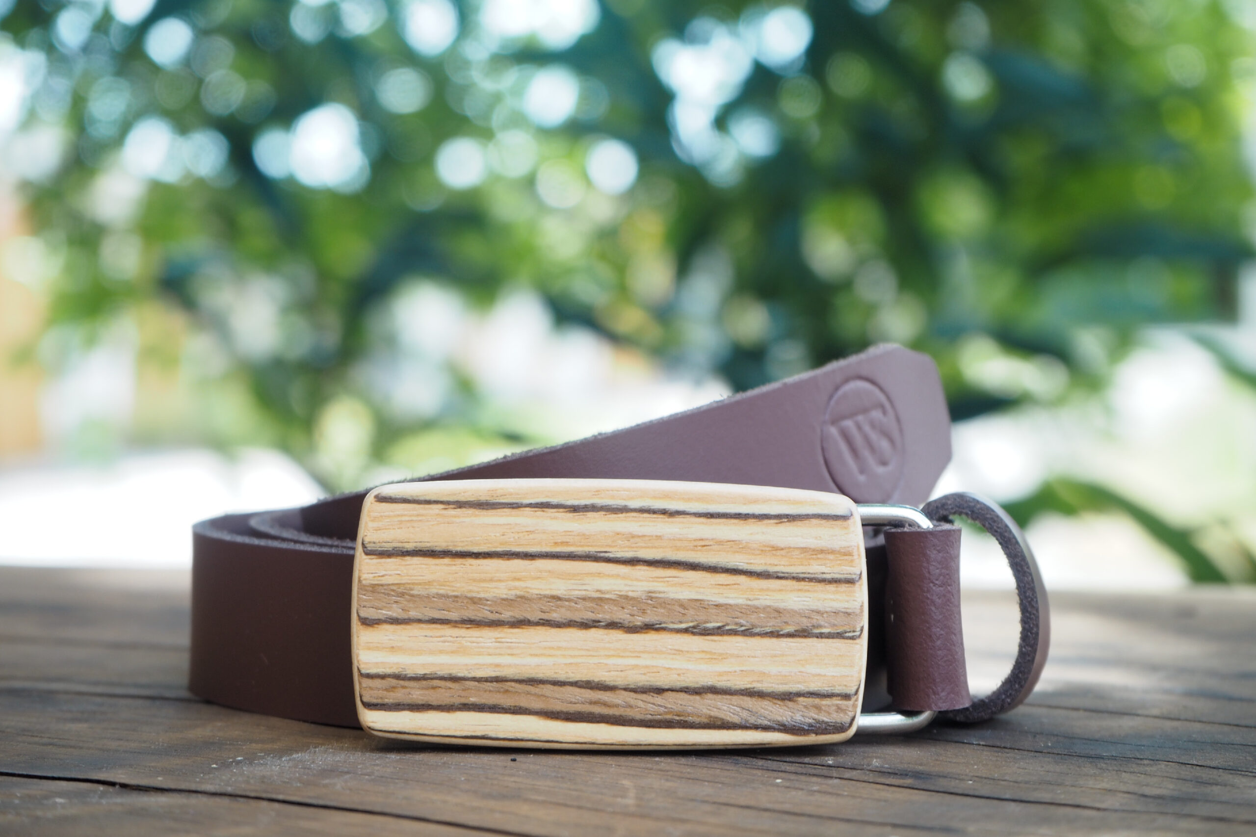 Wood Style Opasek Slim Zebráno Obvod pasu: 105, Barva kůže: Hnědá