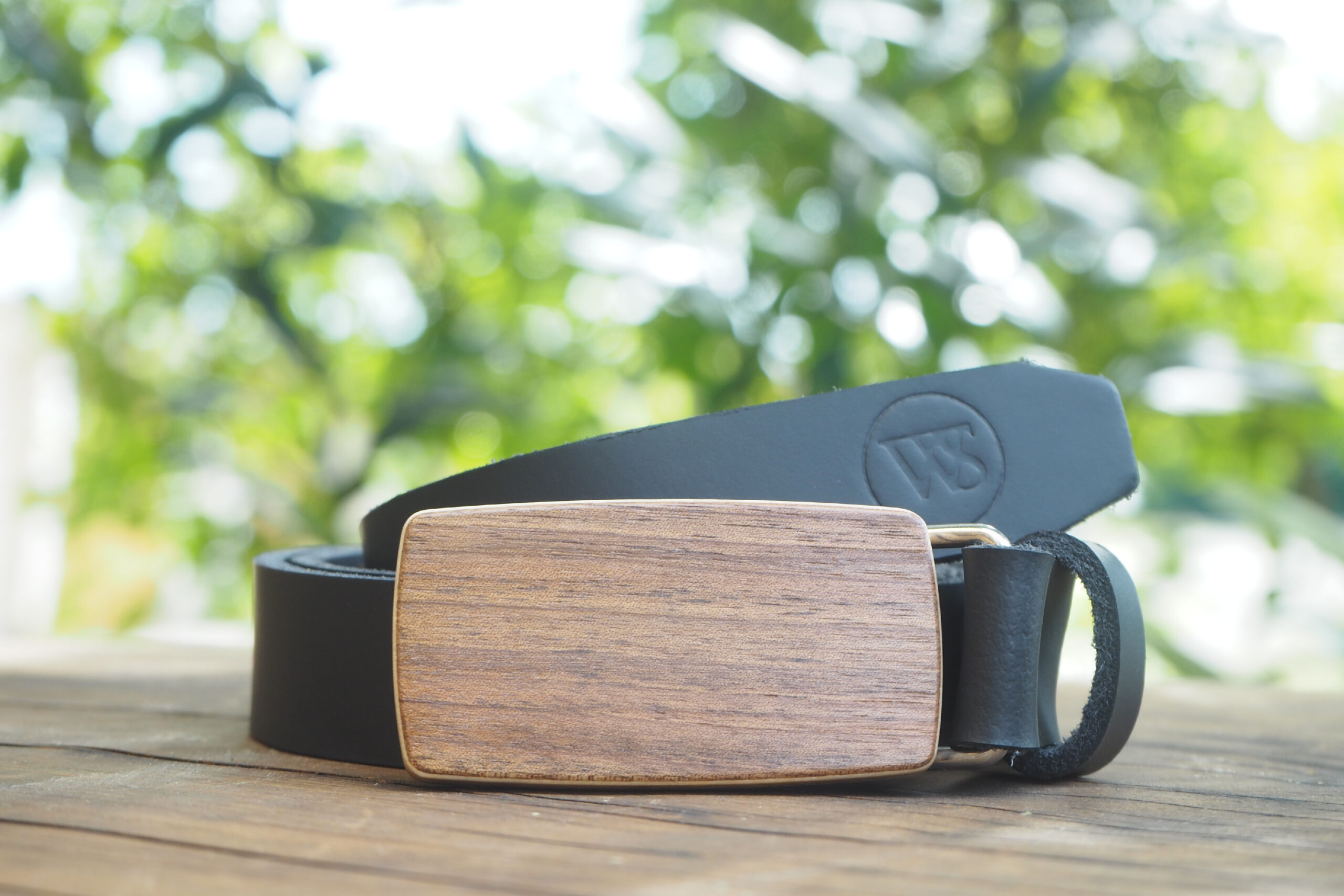 Wood Style Opasek Slim Ořech americký Obvod pasu: 90, Barva kůže: Černá