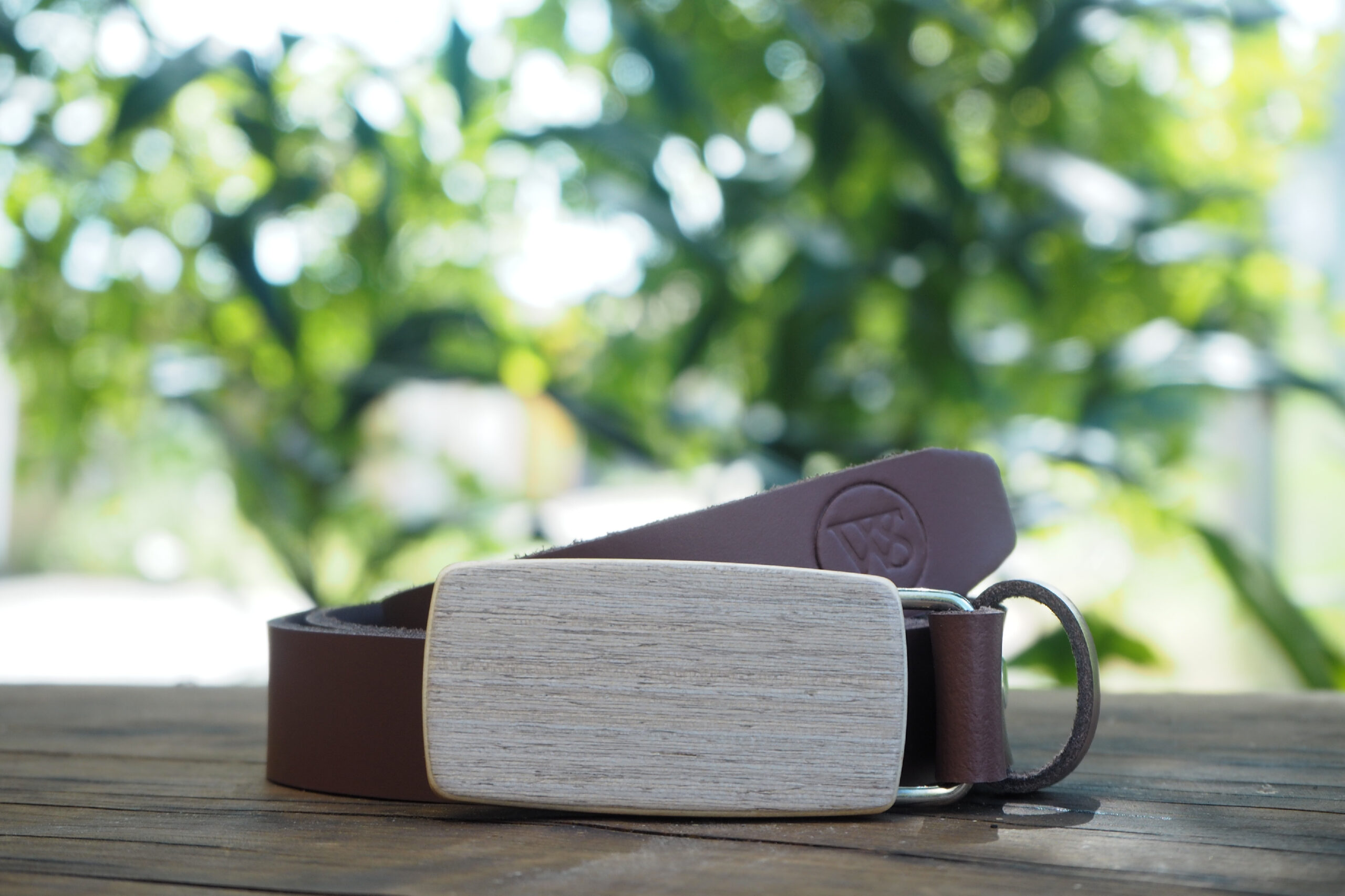 Wood Style Opasek Slim Šedé hedvábí Obvod pasu: 85, Barva kůže: Hnědá