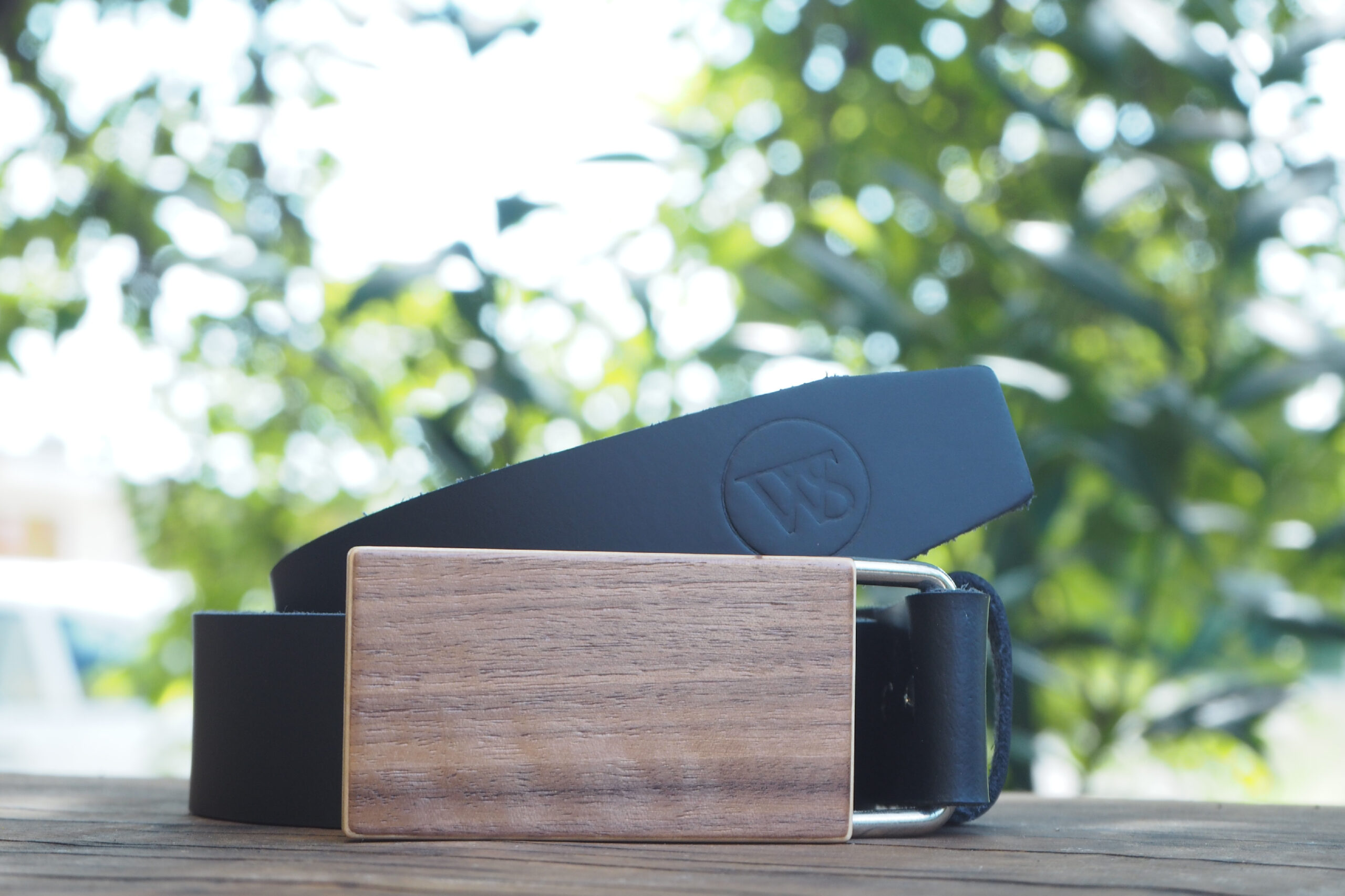 Wood Style Opasek Hranatý Ořech americký Obvod pasu: 100, Barva kůže: Černá