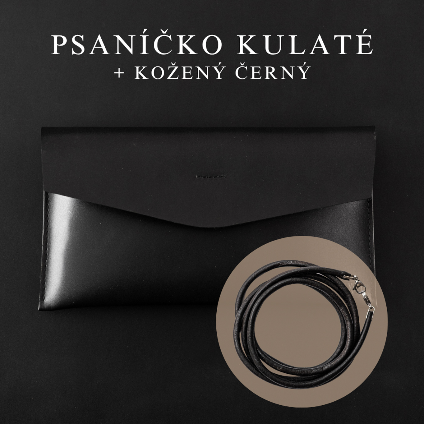 Wood Style Psaníčko Kulaté - Černé Popruh: Kožený Černý