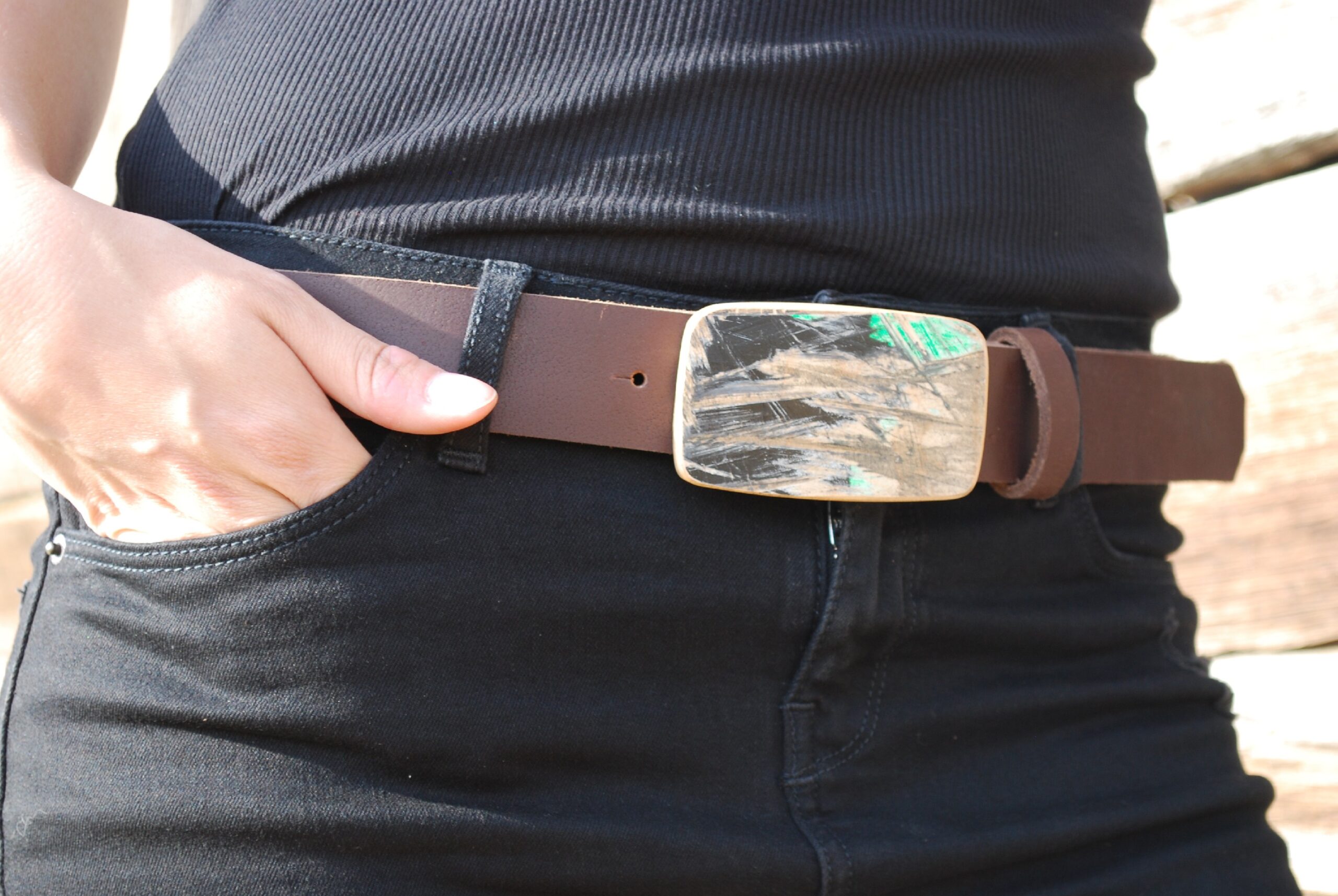 Wood Style Opasek Skejt Kulatý Obvod pasu: 85, Barva kůže: Hnědá