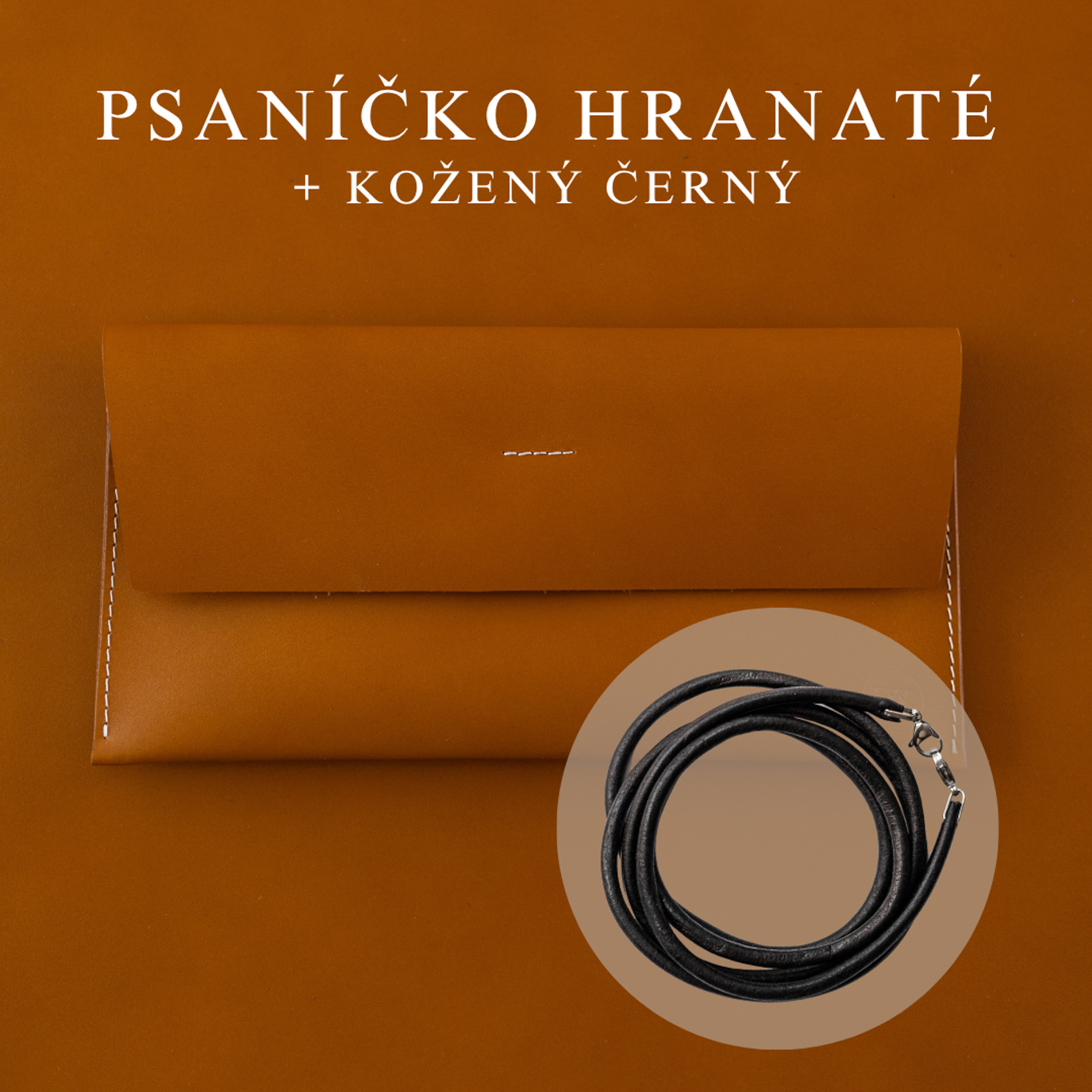 Wood Style Psaníčko Hranaté - Caramel Popruh: Kožený Černý