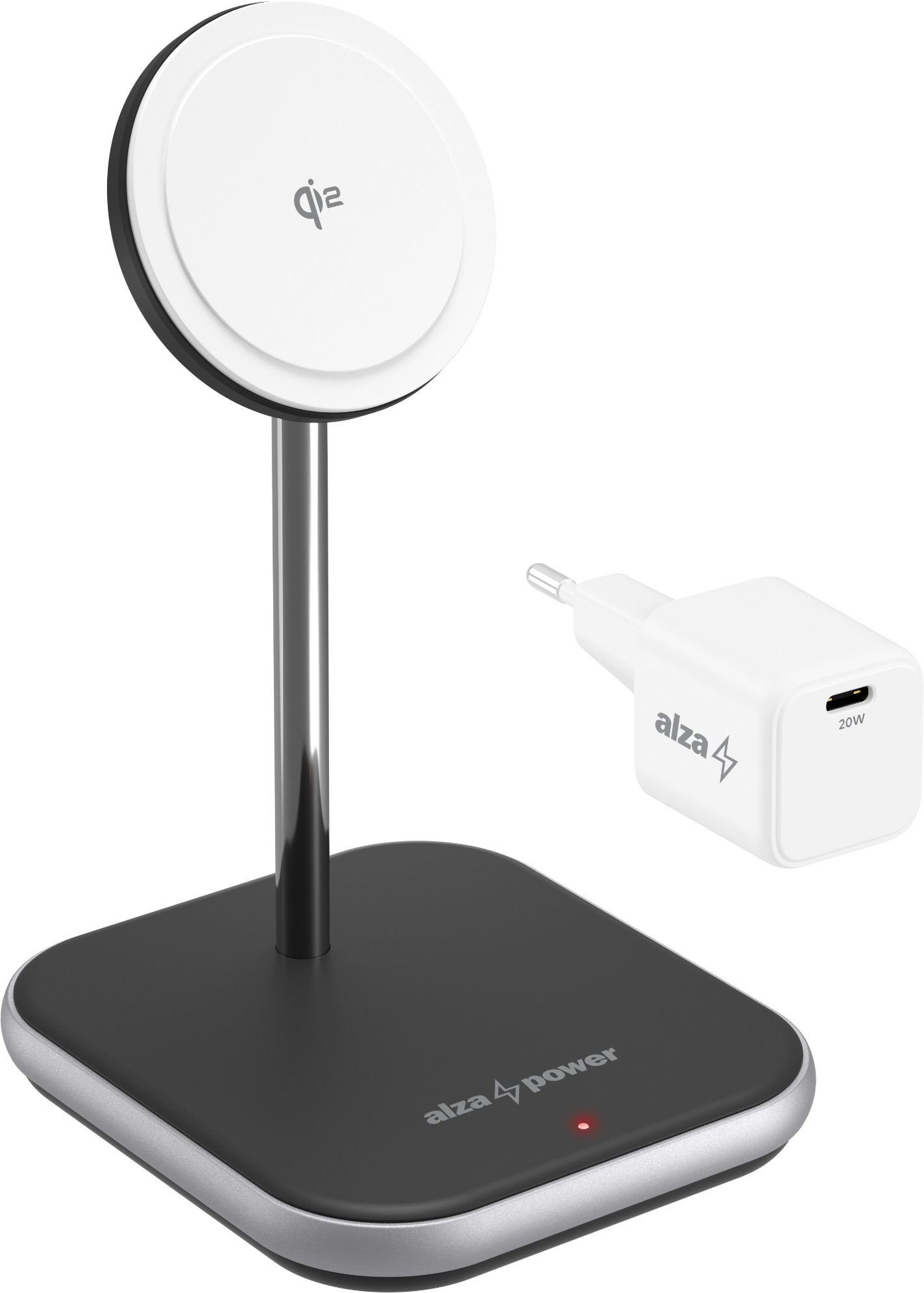 AlzaPower WQT310 Wireless Qi2 Compatible with MagSafe Charger Stand 15W černá
