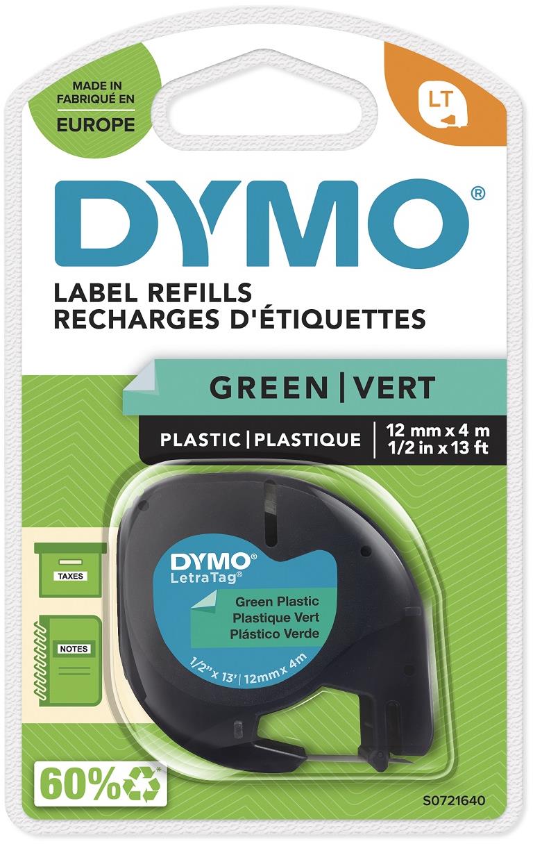 Dymo LetraTag páska plastová, zelená, 12 mm × 4 m