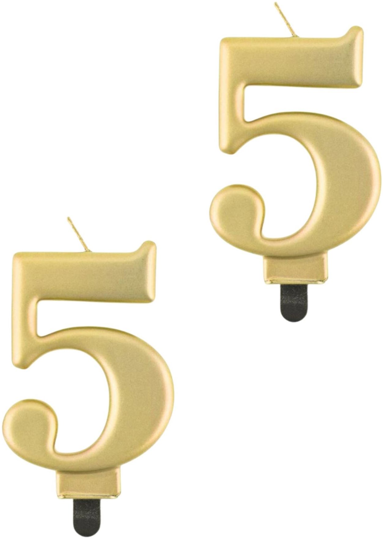 Godan Narozeninová svíčka na dort - 5 - metalická zlatá - 8 cm - 2 ks