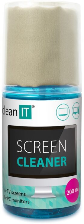 CLEAN IT čistící roztok na obrazovky s utěrkou ve víčku, 200 ml