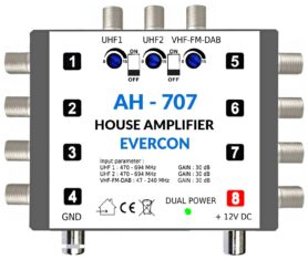 Evercon AH-707 Domovní zesilovač 30 dB pro 4 - 8 TV