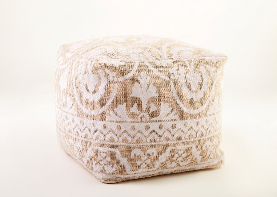 Taburet POUF 40 x 40 x 35 cm, dekor 2, světlý