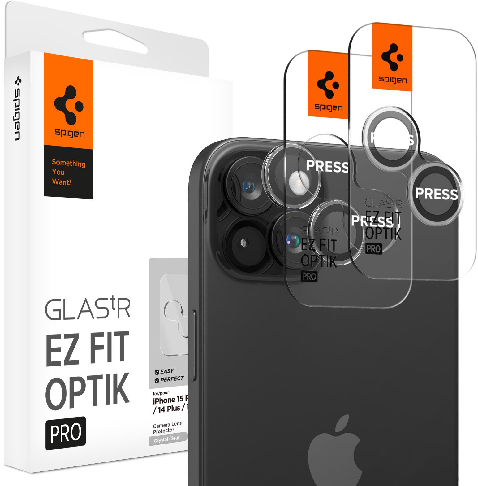 Spigen Glass tR EZ Fit Optik Pro 2 Pack Crystal Clear iPhone 15/15 Plus/14/14 Plus