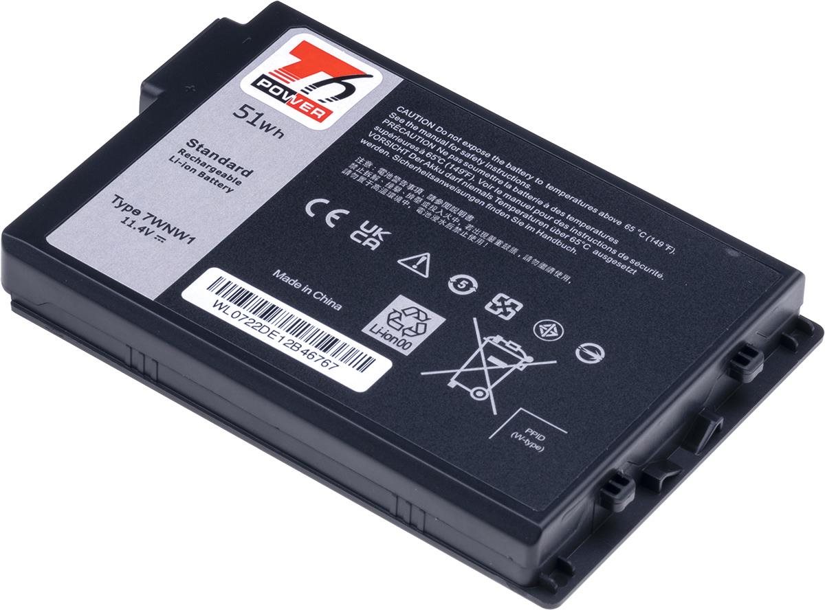 T6 Power pro notebook Dell 7WNW1, Li-Ion, 11,4 V, 4470 mAh (51 Wh), černá