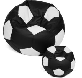 Sedací vak míč XXXL 100 cm + podnožník XL 35 cm černo/bílý
