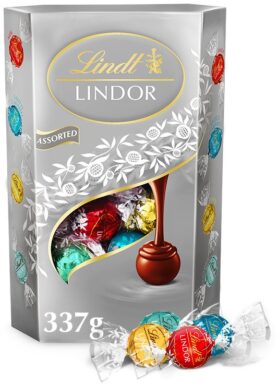 Lindt Bonboniéra LINDOR maxibalení čokoládových pralinek stříbrný mix 337g