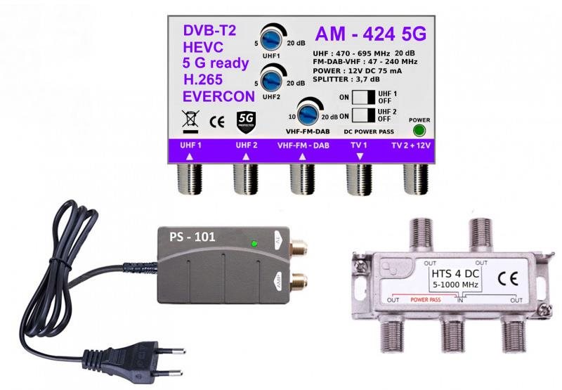 EVERCON anténní set 20 dB pro 5 TV 424-101-5