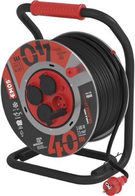 EMOS Guma-neoprén prodluž. kabel, buben kovový – 4z, 40m, 2,5mm2