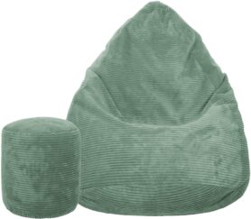 TopKing Sedací vak + podnožník XL manšestr Lincoln, mátový, 125 cm