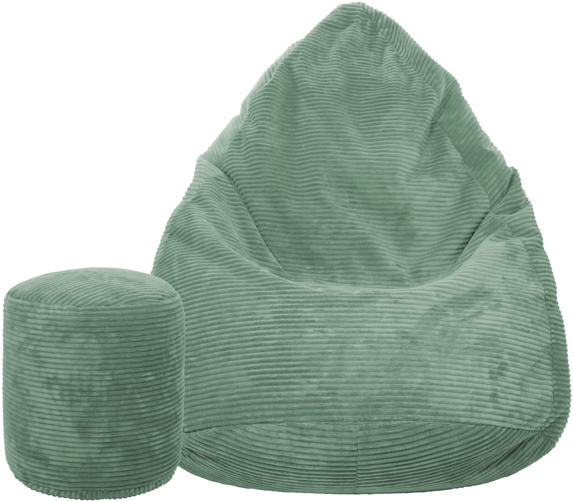 TopKing Sedací vak + podnožník XL manšestr Lincoln, mátový, 125 cm
