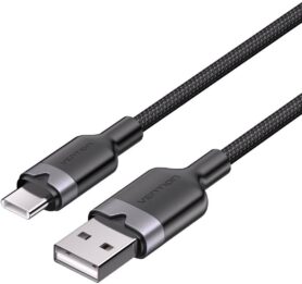 Vention USB 2.0 A Male to C Male 3A Cable 1M Black Aluminum Alloy Type